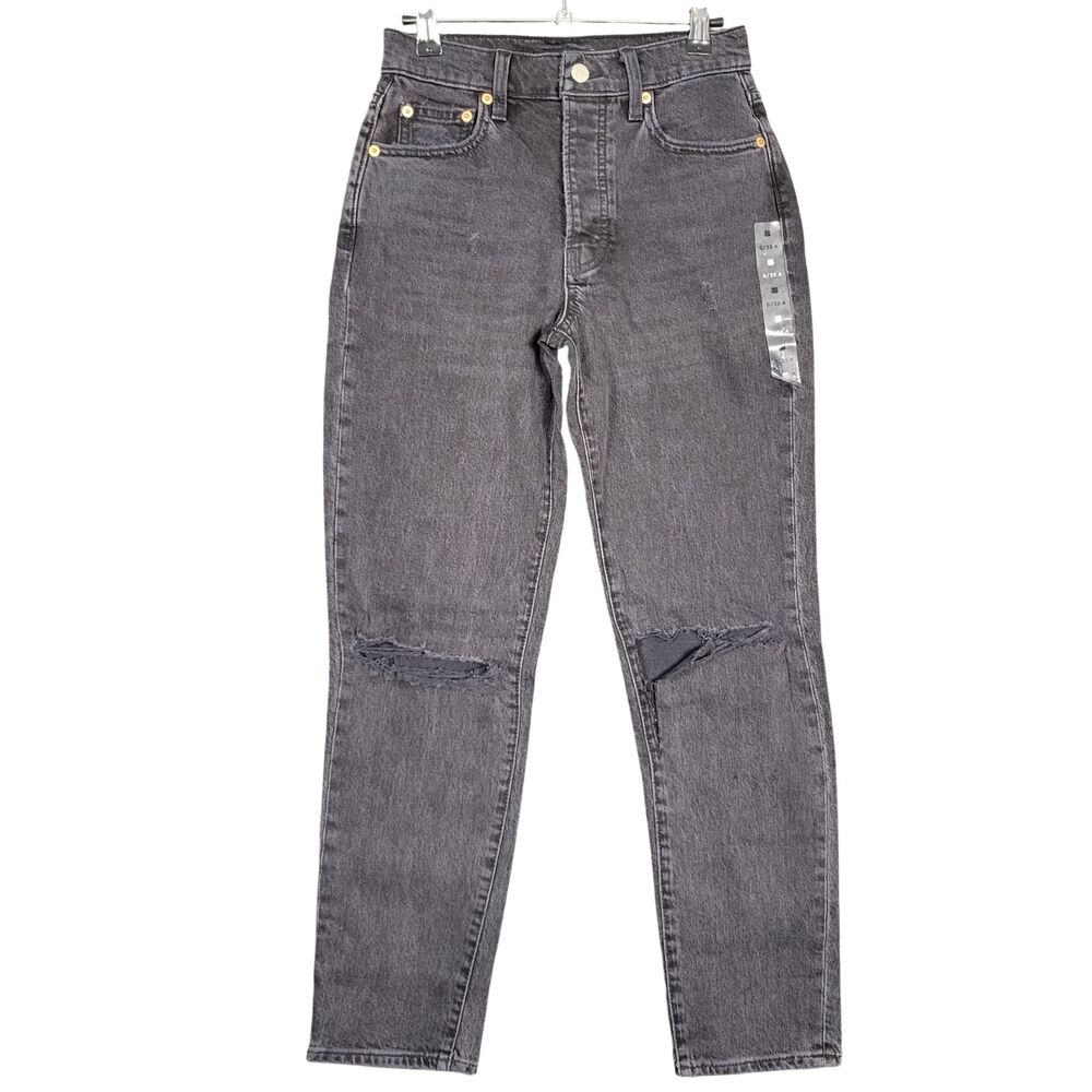 NWT LUCKY BRAND Black Drew High Rise Mom Jeans Stretch Cotton Denim SIZE 0 / 25